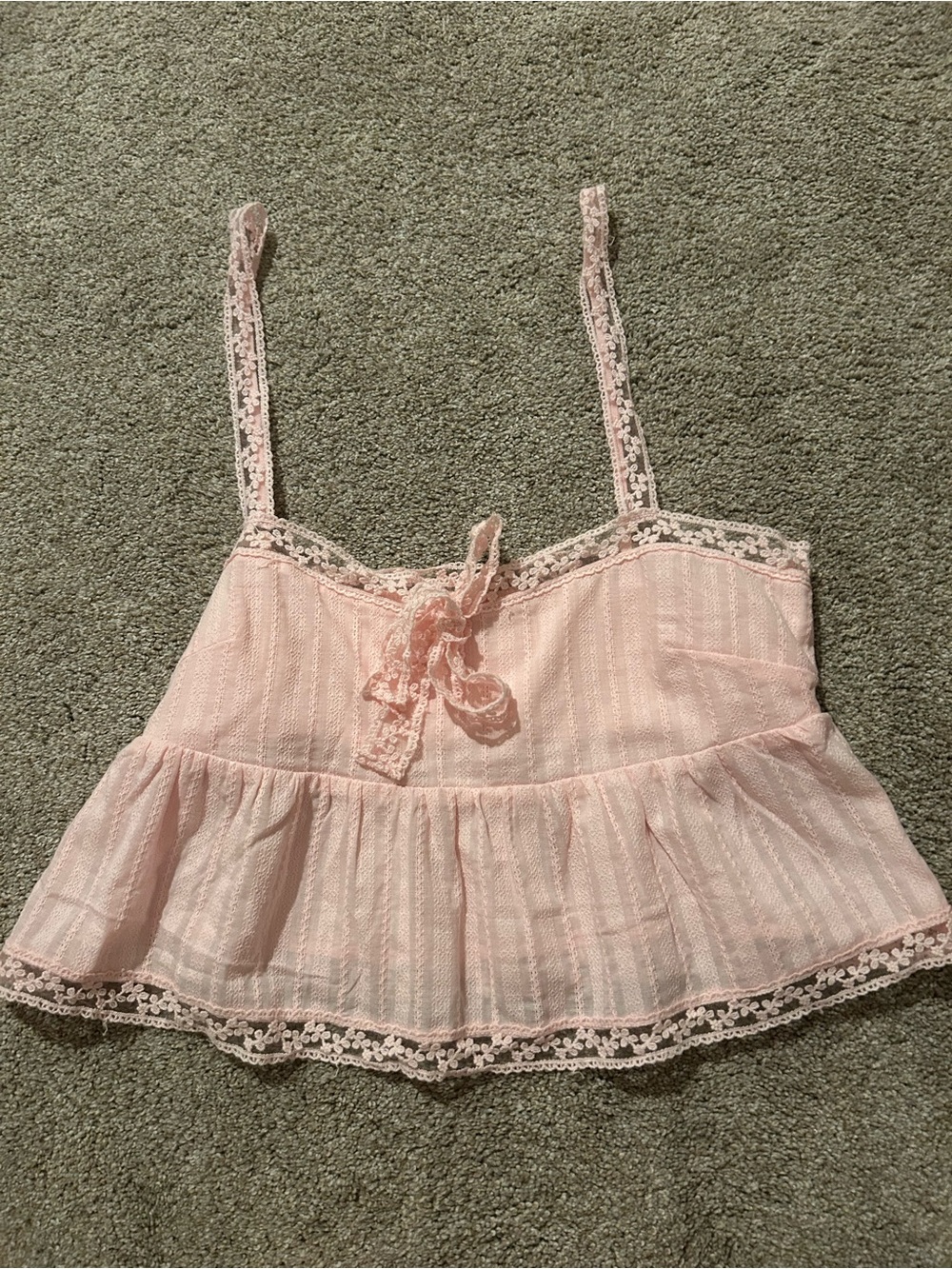 Altered state Pink Lace-Trim Peplum Cami Top